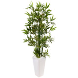 4.5’ Artificial Bamboo Tree in White Tower Planter-Parc Decor