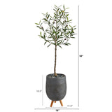 4.5’ Artificial Olive Tree in Gray Planter with Stand-Parc Decor