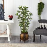4.5’ Bamboo Palm Artificial Tree in Decorative Planter-Parc Decor