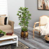 4.5’ Bamboo Palm Artificial Tree in Decorative Planter-Parc Decor