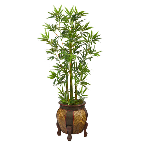 4.5’ Bamboo Palm Artificial Tree in Decorative Planter-Parc Decor