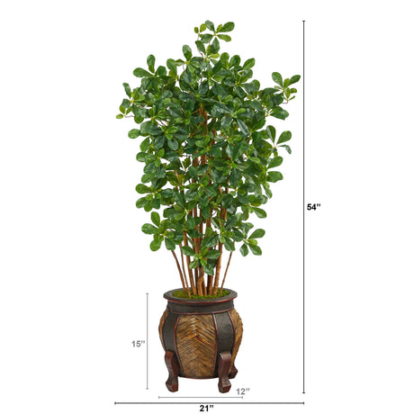 4.5’ Black Olive Artificial Tree in Decorative Planter-Parc Decor