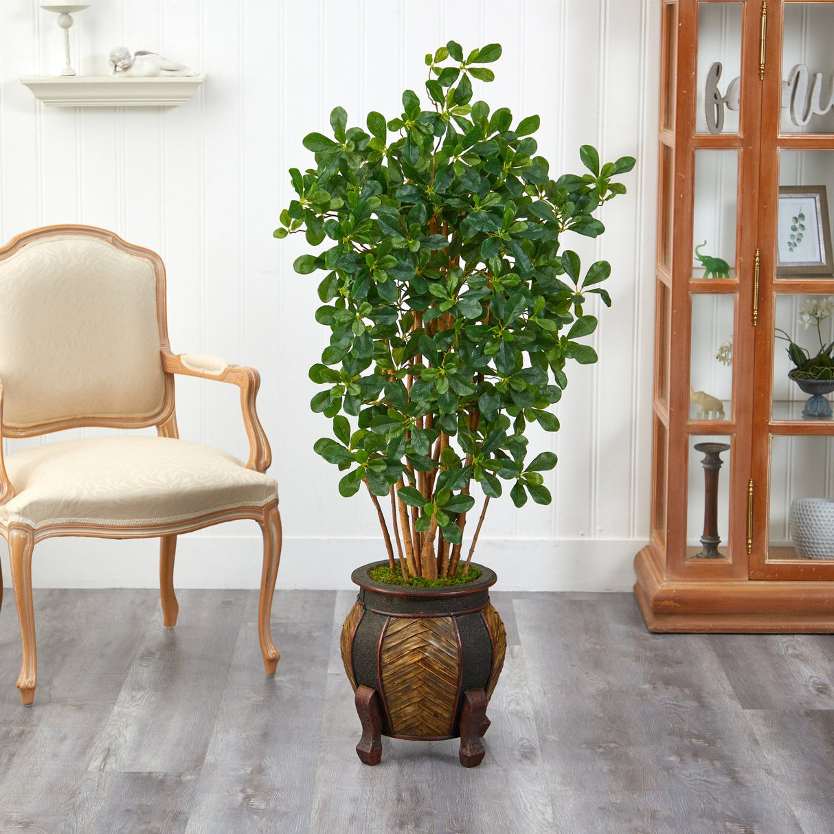 4.5’ Black Olive Artificial Tree in Decorative Planter-Parc Decor