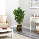 4.5’ Black Olive Artificial Tree in Decorative Planter-Parc Decor