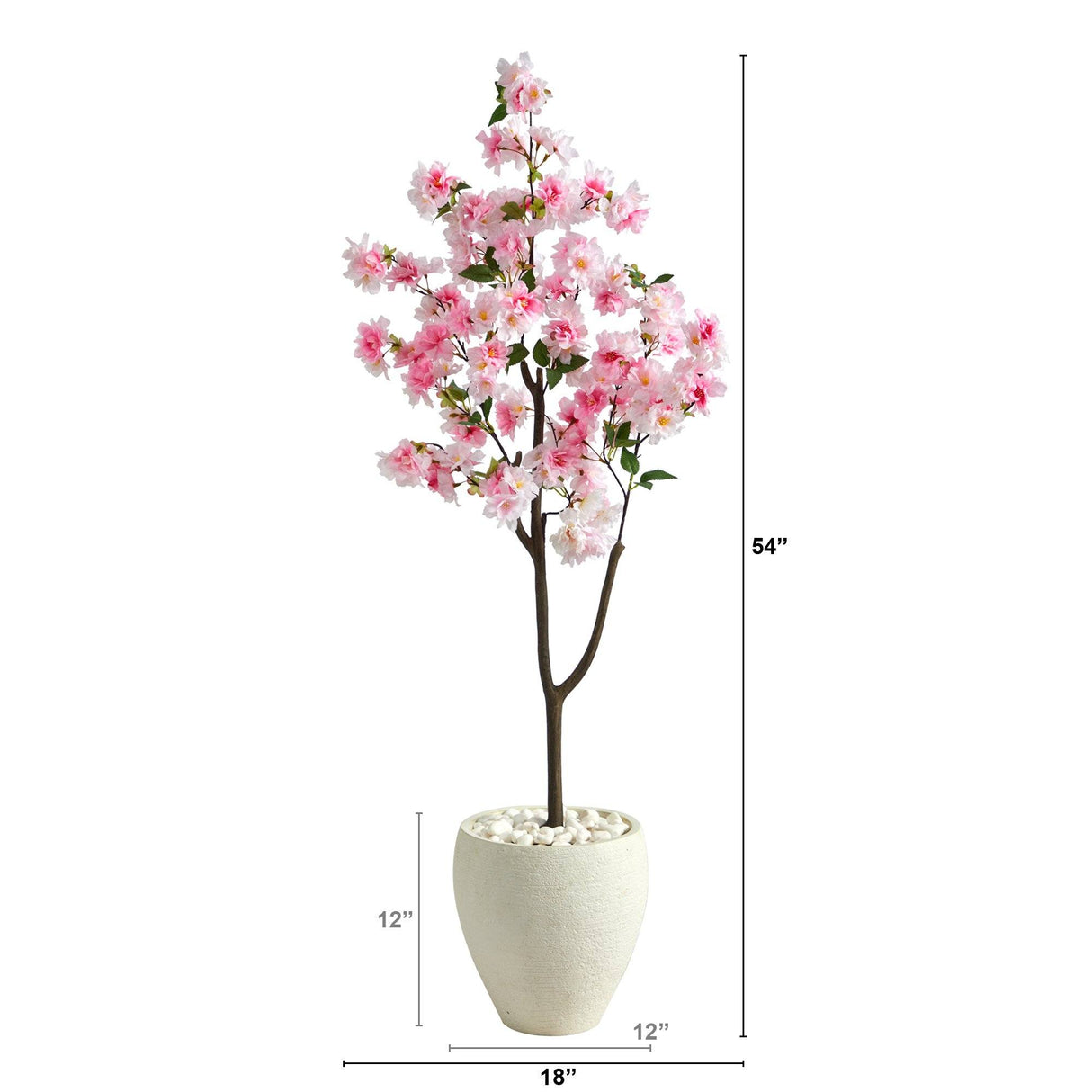 4.5’ Cherry Blossom Artificial Tree in White Planter-Parc Decor