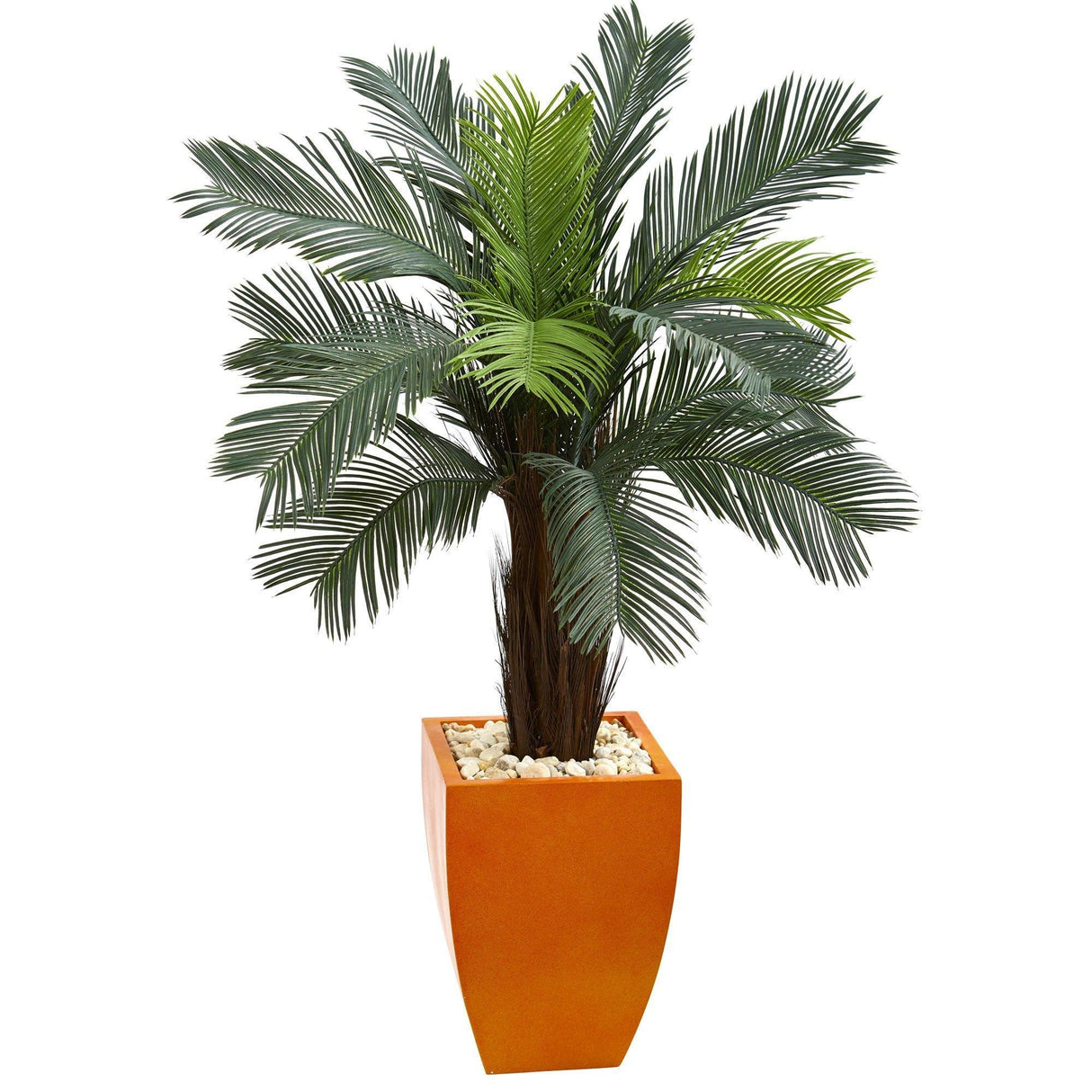 4.5’ Cycas Artificial Tree in Orange Planter (Indoor/Outdoor)-Parc Decor