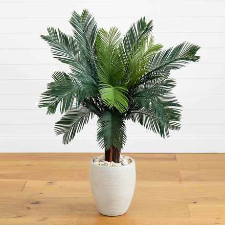 4.5’ Cycas Artificial Tree in Oval Planter (Indoor/Outdoor)-Parc Decor