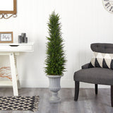 4.5’ Cypress Artificial Tree in Decorative Urn UV Resistant (Indoor/Outdoor)-Parc Decor