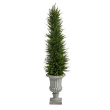 4.5’ Cypress Artificial Tree in Decorative Urn UV Resistant (Indoor/Outdoor)-Parc Decor