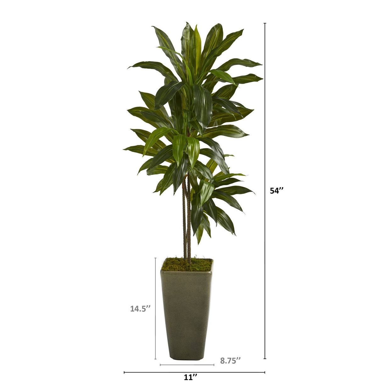 4.5’ Dracaena Artificial Plant in Green Planter (Real Touch)-Parc Decor