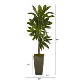 4.5’ Dracaena Artificial Plant in Green Planter (Real Touch)-Parc Decor