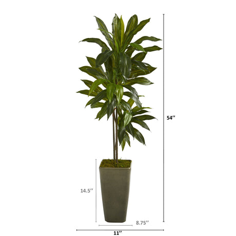 4.5’ Dracaena Artificial Plant in Green Planter (Real Touch)-Parc Decor