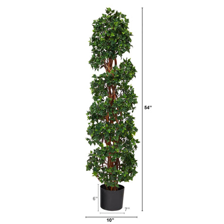 4.5’ English Ivy Spiral Topiary Artificial Tree with Natural Trunk UV Resistant (Indoor/Outdoor)-Parc Decor