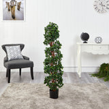 4.5’ English Ivy Spiral Topiary Artificial Tree with Natural Trunk UV Resistant (Indoor/Outdoor)-Parc Decor