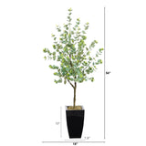 4.5’ Eucalyptus Artificial Tree in Black Metal Planter-Parc Decor
