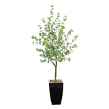 4.5’ Eucalyptus Artificial Tree in Black Metal Planter-Parc Decor