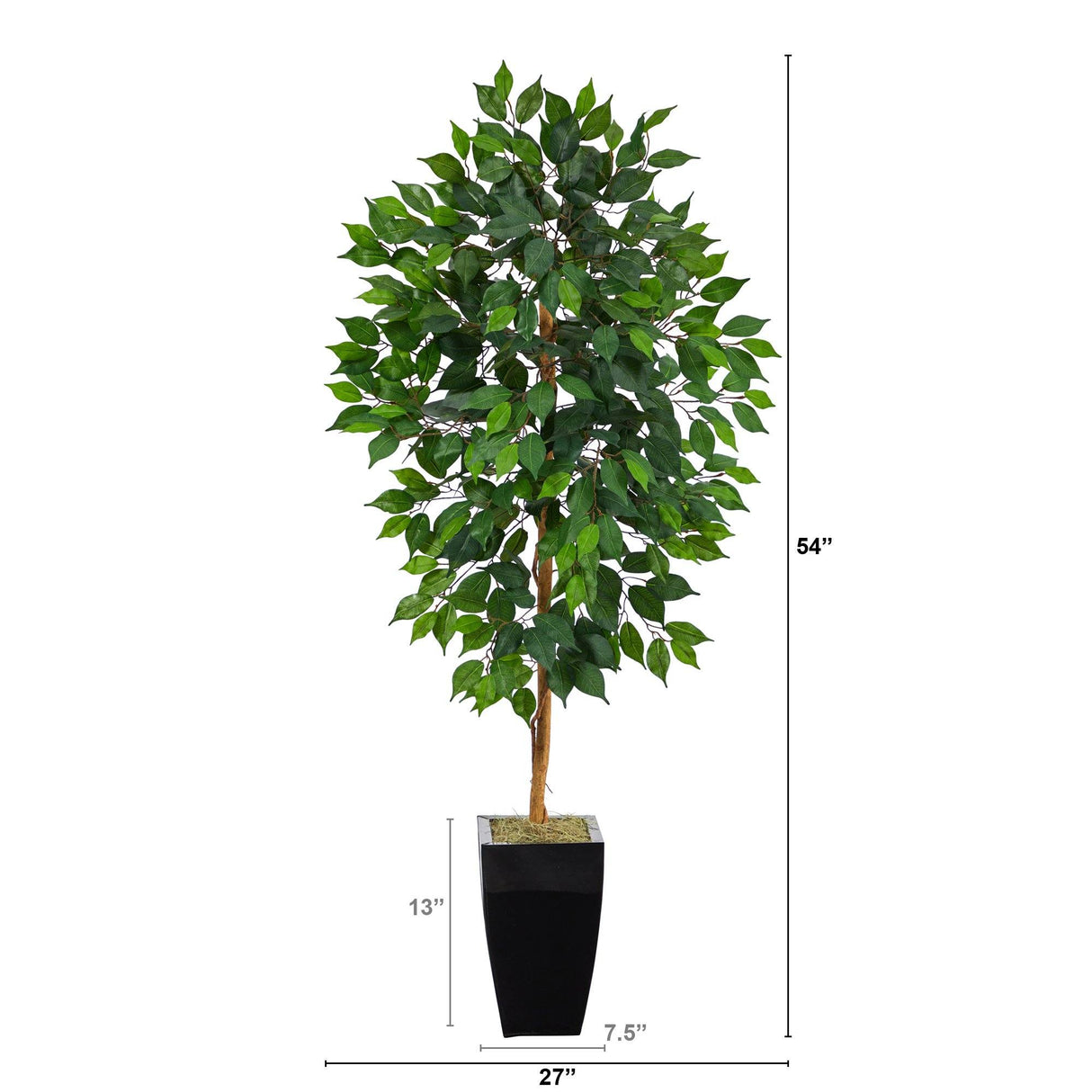 4.5’ Ficus Artificial Tree in Black Metal Planter-Parc Decor