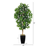 4.5’ Ficus Artificial Tree in Black Metal Planter-Parc Decor