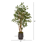 4.5’ Ficus Artificial Tree in Ribbed Metal Planter-Parc Decor