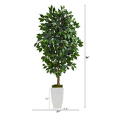 4.5’ Ficus Artificial Tree in White Metal Planter-Parc Decor