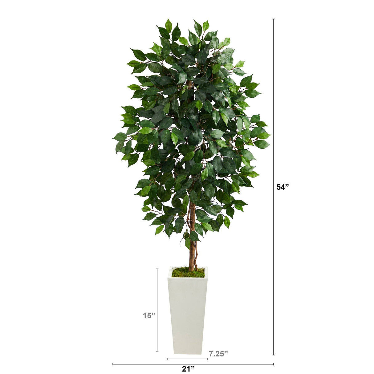4.5’ Ficus Artificial Tree in White Planter-Parc Decor