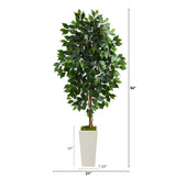 4.5’ Ficus Artificial Tree in White Planter-Parc Decor