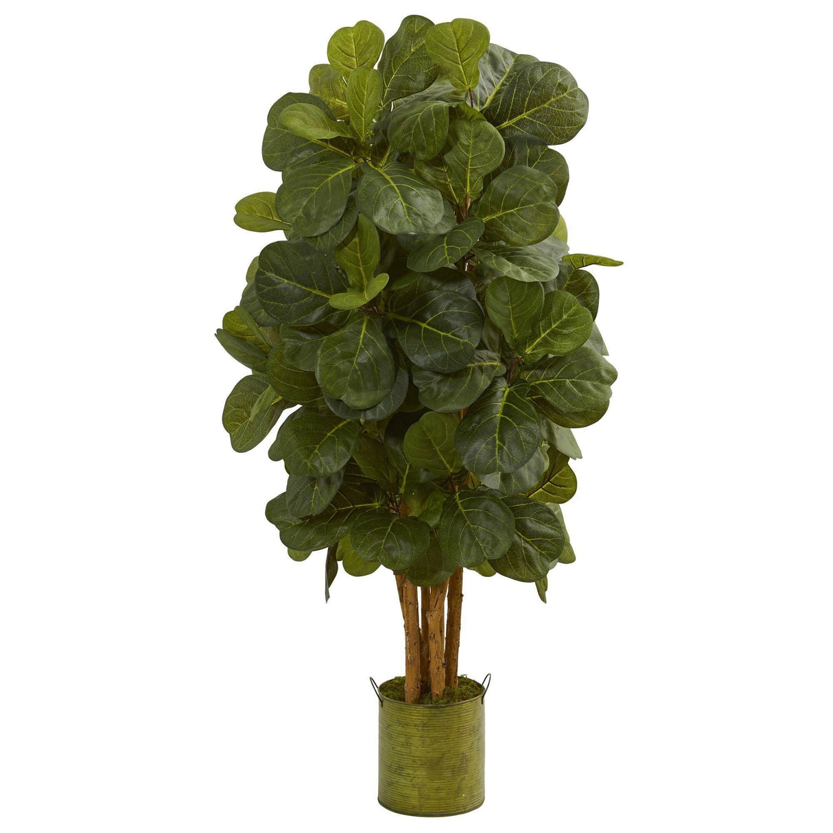 4.5’ Fiddle Leaf Artificial Tree in Green Tin Planter-Parc Decor