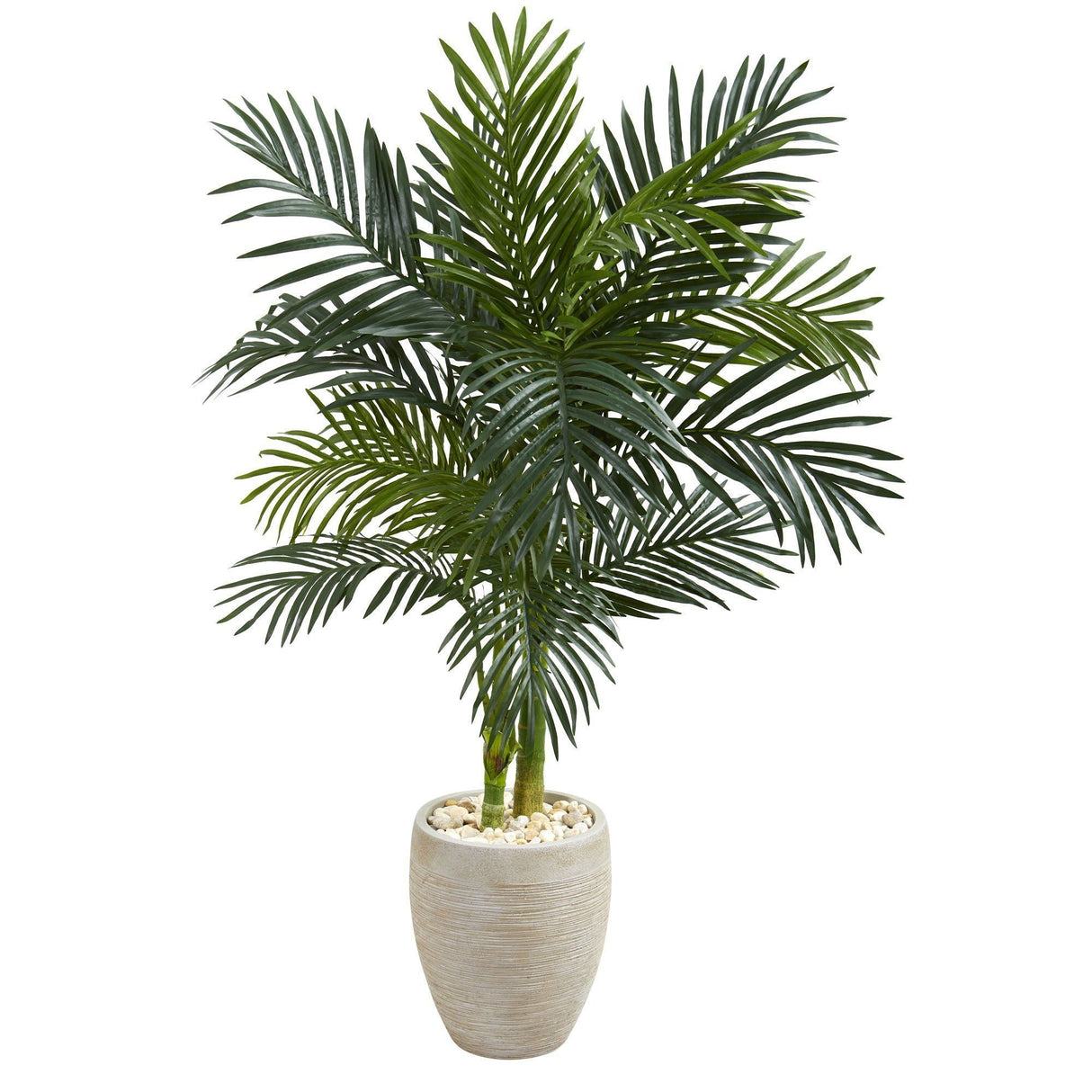4.5’ Golden Cane Palm Artificial Tree in Oval Planter-Parc Decor