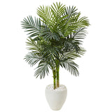 4.5’ Golden Cane Palm Tree in White Oval Planter-Parc Decor