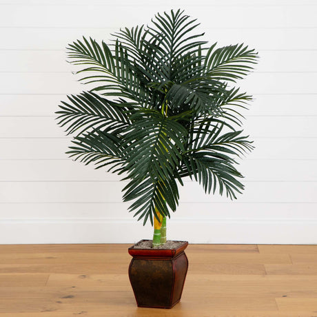 4.5’ Golden Cane Palm w/Decorative Container-Parc Decor