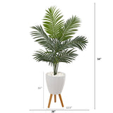 4.5’ Kentia Artificial Palm Tree in White Planter with Legs-Parc Decor