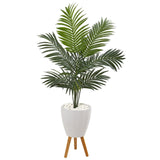 4.5’ Kentia Artificial Palm Tree in White Planter with Legs-Parc Decor