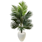 4.5’ Kentia Palm Tree in White Oval Planter-Parc Decor