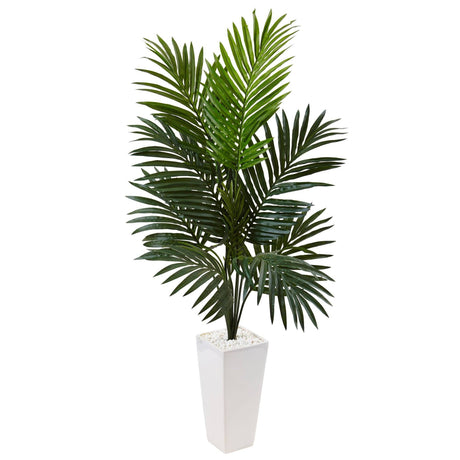 4.5’ Kentia Palm Tree in White Tower Planter-Parc Decor