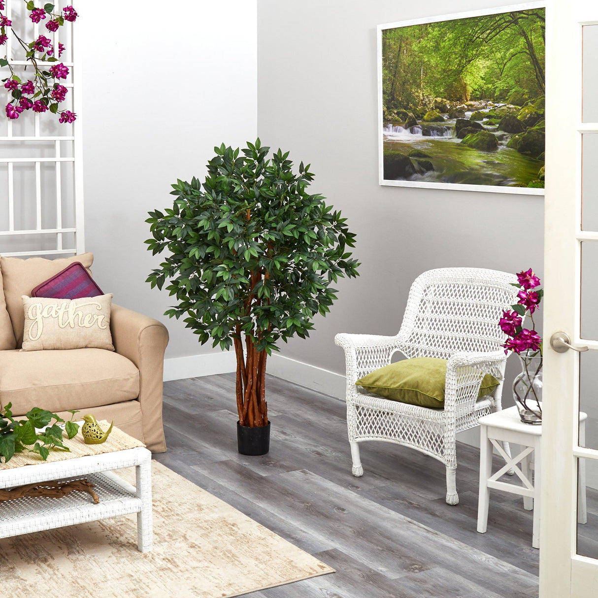 4.5’ Lychee Artificial Tree with Natural Trunk-Parc Decor