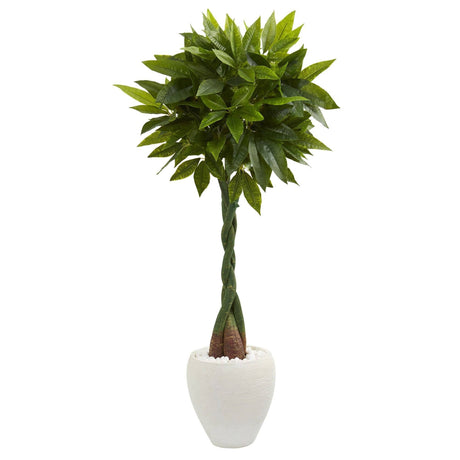 4.5’ Money Artificial Tree in White Oval Planter (Real Touch-Parc Decor