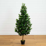 4.5’ Olive Cone Topiary Artificial Tree UV Resistant (Indoor/Outdoor)-Parc Decor
