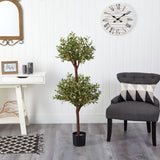 4.5' Olive Double Topiary Silk Tree-Parc Decor