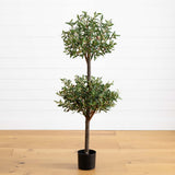 4.5' Olive Double Topiary Silk Tree-Parc Decor