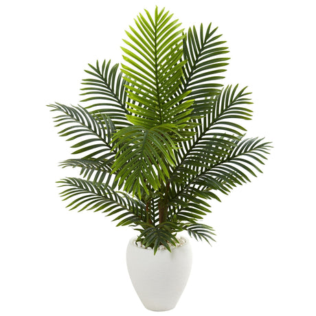 4.5’ Paradise Palm Artificial Tree in White Planter-Parc Decor