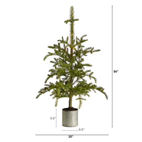 4.5’ Pre-Lit Christmas Pine Artificial Tree in Decorative Planter-Parc Decor