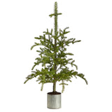 4.5’ Pre-Lit Christmas Pine Artificial Tree in Decorative Planter-Parc Decor