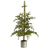 4.5’ Pre-Lit Christmas Pine Artificial Tree in Decorative Planter-Parc Decor