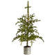 4.5’ Pre-Lit Christmas Pine Artificial Tree in Decorative Planter-Parc Decor