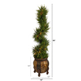 4.5’ Spiral Cypress Artificial Tree in Decorative Planter with 80 Clear LED Lights (Indoor/Outdoor)-Parc Decor