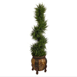 4.5’ Spiral Cypress Artificial Tree in Decorative Planter with 80 Clear LED Lights (Indoor/Outdoor)-Parc Decor