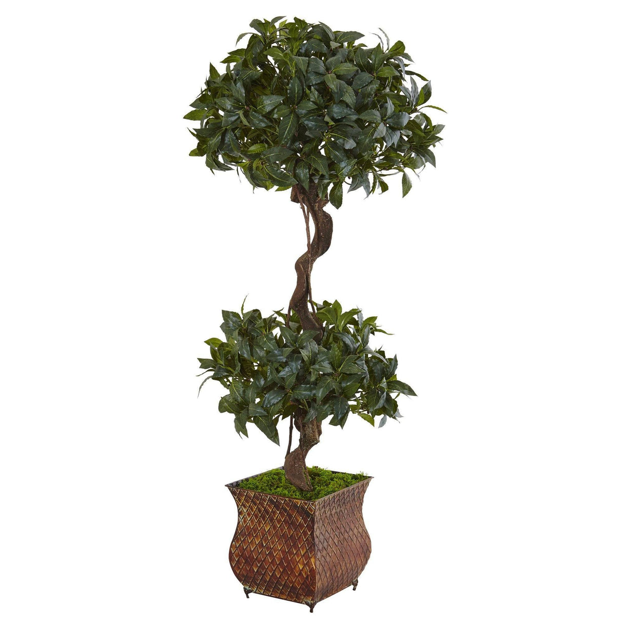 4.5’ Sweet Bay Double Topiary Tree in Metal Planter-Parc Decor