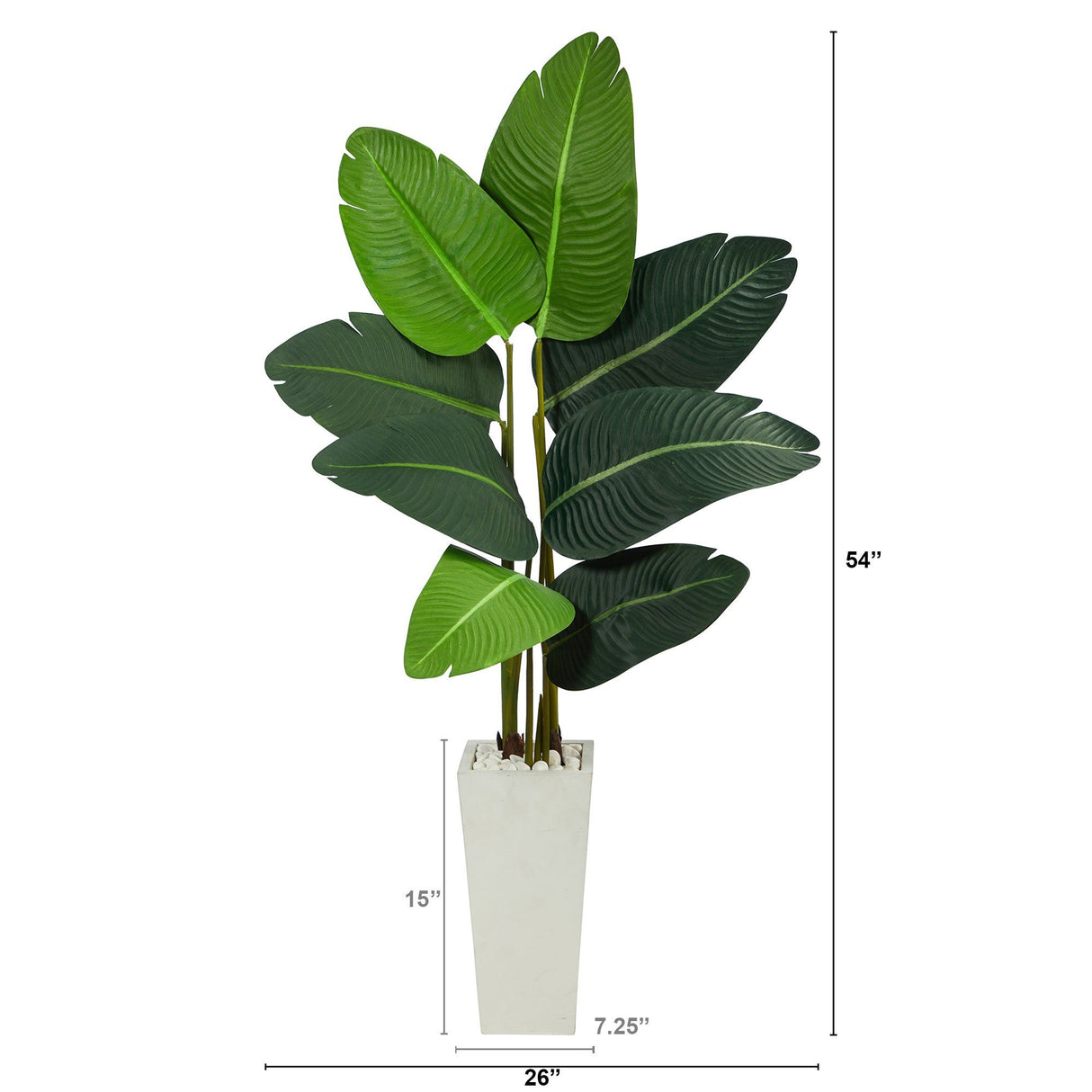 4.5’ Travelers Palm Artificial Tree in White Planter-Parc Decor