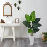 4.5’ Travelers Palm Artificial Tree in White Planter-Parc Decor