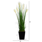 4.5’ Wheat Plum Grass Artificial Plant in Black Metal Planter-Parc Decor